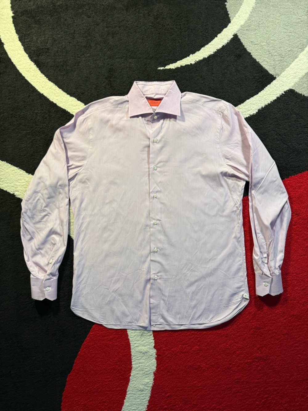 Isaia Dress Shirt Mens 43 17 Light Pink Long Sleeve Shirt Casual Preppy